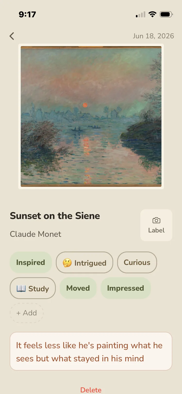 A Waylet entry for Sunset on the Seine